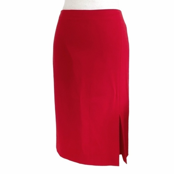 TAHARI ARTHUR S LEVINE RED FRONT SLIT PENCIL FORMAL SKIRT - 6 - Picture 2 of 9